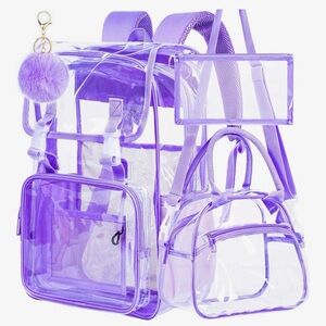 Purple Transparent Backpack and Bag Set